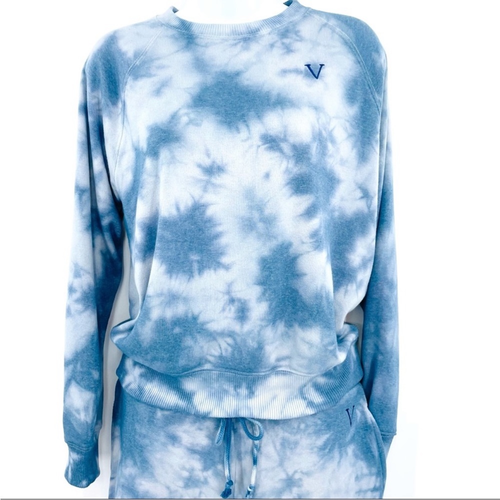 Set of Victoria’s Secret Blue Embroidered V Tie Dye Joggers & Sweatshirt